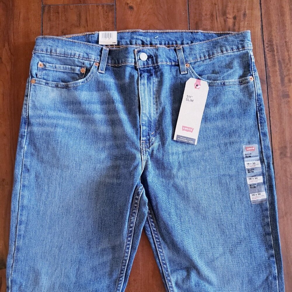 Levis 511 Jeans Women's 38 x 30 Blue Denim Slim Fit Mid-Rise Stretch Soft NWT - Picture 5 of 15